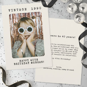 Carte Photo de milestone rétro pour anniversaire adulte