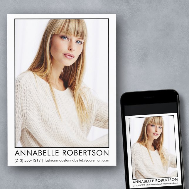 Carte photo de modèle professionnel moderne (Customize to change background color, text size, style or to add more photos to back of card.)