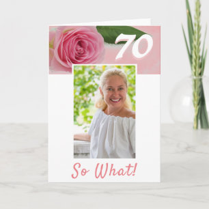 Carte Photo de naissance rose rose 70e anniversaire posi