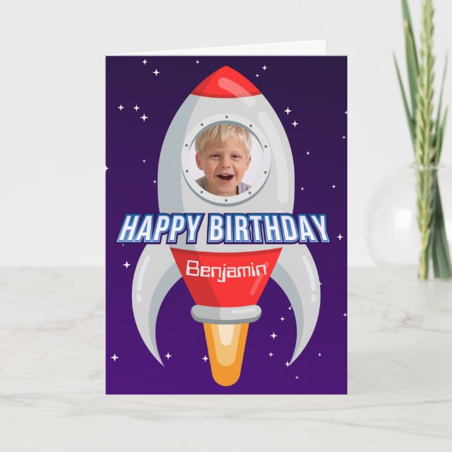 Carte Photo de navire fusée personnalisée (Devant)