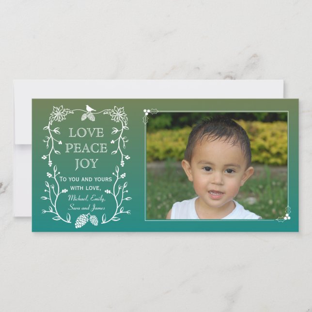 Carte photo de Noël à feuillage persistant (Devant)