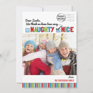 Carte photo de Noël à la famille Naughty ou Nice