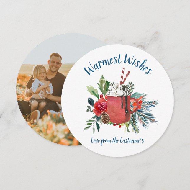 Carte photo de Noël au cacao chaud (Devant / Derrière)