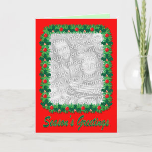 Carte photo de Noël avec Pine et Frontière Holly