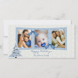 Carte photo de Noël bleu