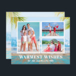 Carte photo de Noël Buddget Tropical Beach<br><div class="desc">Petites cartes de Noël horizontales de 4, 5 po x 5, 6 po avec 3 photos sur une plage tropicale, promenade et arrière - plan de sable. Ces cartes photos de vacances abordables sont imprimés sur papier de 110 livres disponible en 3 tailles. **LES ENVELOPPES BLANCHES SONT FACULTATIVES SUR LA...</div>