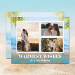 Carte photo de Noël Budget Tropical Beach<br><div class="desc">Petites cartes de Noël horizontales de 4, 5 po x 5, 6 po avec 3 photos sur une plage tropicale, promenade et arrière - plan de sable. Ces cartes photos de vacances abordables sont imprimés sur papier de 110 livres disponible en 3 tailles. **LES ENVELOPPES BLANCHES SONT FACULTATIVES SUR LA...</div>