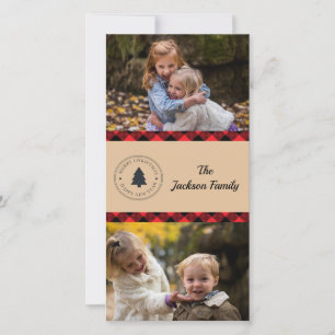 Carte photo de Noël Buffalo Plaid