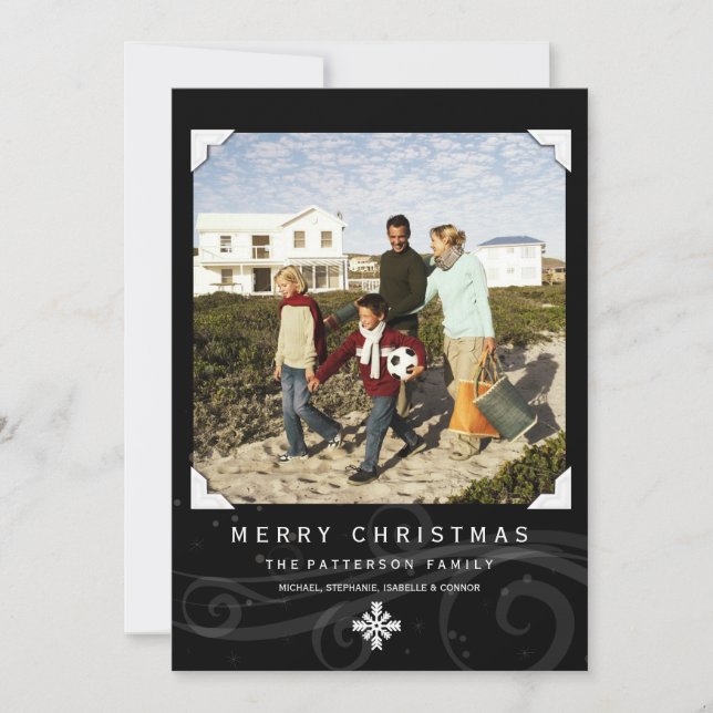 Carte photo de Noël classique Noir Blanc (Devant)
