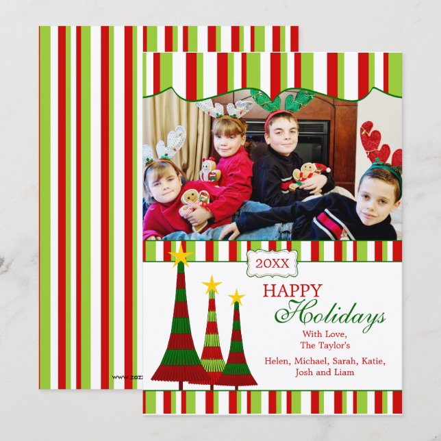 Carte photo de Noël coloré (Devant / Derrière)