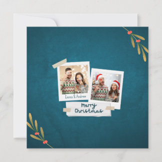 Carte photo de Noël couleur verte avec voeux
