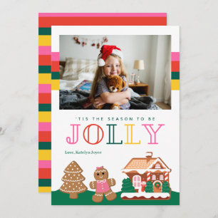 Carte photo de Noël Cute Jolly Gingen
