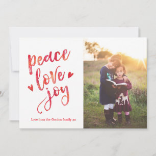 Carte photo de Noël d'amour de la paix personnalis