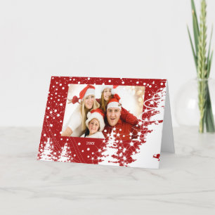 Carte photo de Noël de la famille des arbres couve