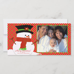 Carte photo de Noël de la famille Happy Snowman