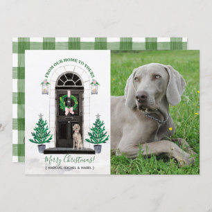 Carte photo de Noël de la fête du chien de Weimara