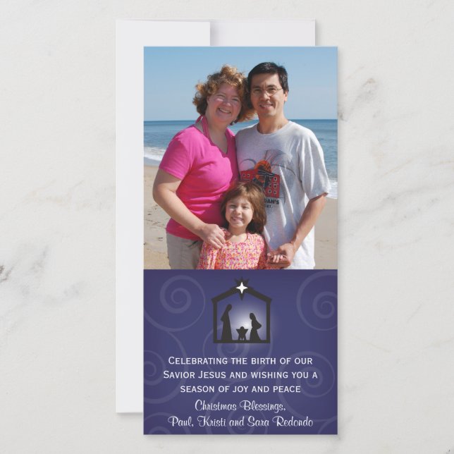 Carte photo de Noël de la Nativité de minuit (Devant)