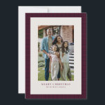 carte photo de Noël de la prune de Houndstooth<br><div class="desc">Un motif en bois subtil et classique encadre une seule photo verticale sur cette élégante carte de vacances. Le type simple permet d'avoir de la place pour un accueil personnalisé ("Joyeux Noël" peut être changé en "Joyeux Vacances" ou tout ce que vous voulez), nom de famille et année. L'arrière -...</div>