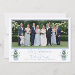 Carte photo de Noël de l'Arbre bleu Chinoiserie