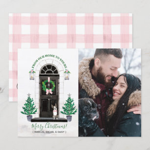 Carte photo de Noël de Noël du chien de Boston Ter