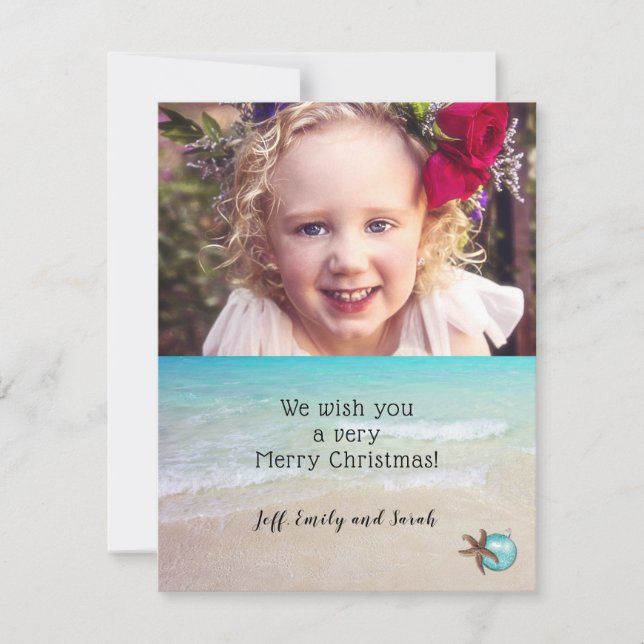 Carte photo de Noël de plage Starfish Design (Devant)