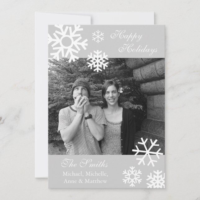Carte photo de Noël de plusieurs flocons de neige  (Devant)