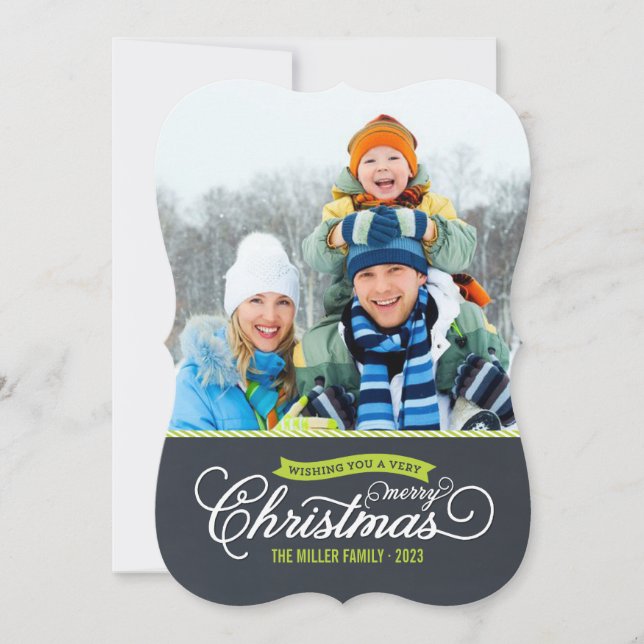 Carte photo de Noël de script de tableau noir (Devant)