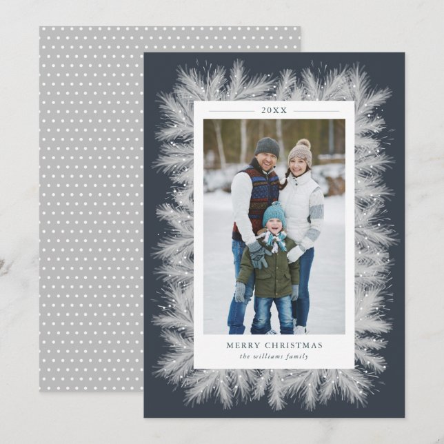 Carte photo de Noël des pins neigeux (Devant / Derrière)