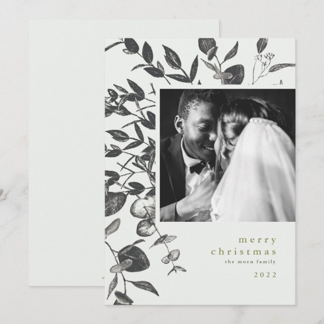 Carte photo de Noël Dessin de film d'hiver (Devant / Derrière)