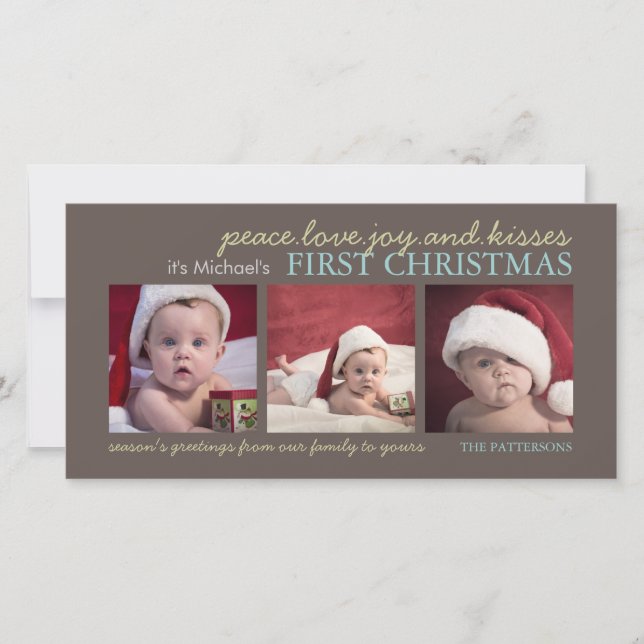 Carte photo de Noël du bébé de joie d'amour de (Devant)