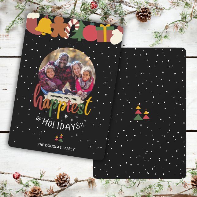 Carte Photo De Noël Du Plus Heureux Des Vacances (Have the happiest of holidays giving this fun and festive Christmas photo card. )