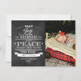 Carte photo de Noël en tableau noir blanc