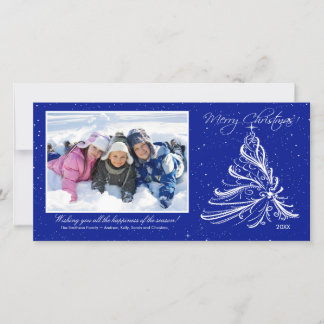 Carte photo de Noël Famille d'Arbre élégant