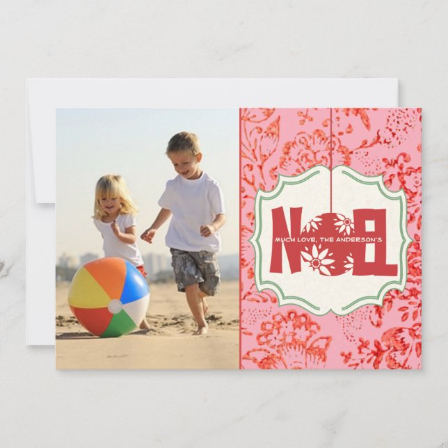 Carte photo de Noël Floral Noel vintage (Devant)