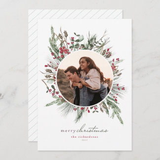 Carte photo de Noël Folithe d'hiver Wreath