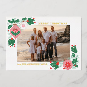 Carte photo de Noël Folksy Foil personnalisable