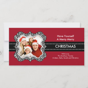 Carte photo de Noël Fun Zebra Frame.