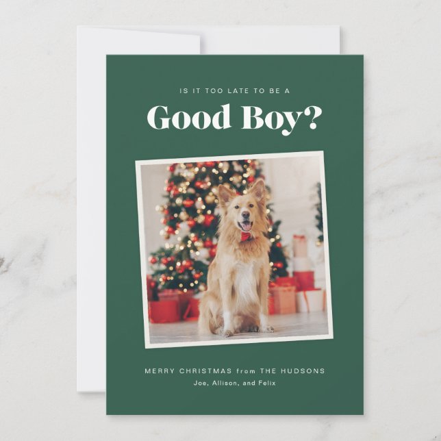 Carte photo de Noël Good Boy Dog (Devant)