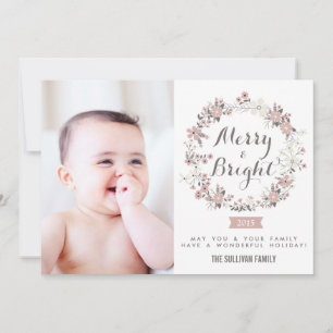 Carte photo de Noël gris et blanc