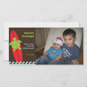 Carte photo de Noël Happy Honu Surfing