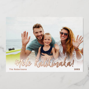 Carte photo de Noël Hawaii Foil Mele Kalikimaka