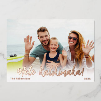 Carte photo de Noël Hawaii Foil Mele Kalikimaka