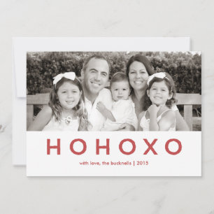 Carte photo de Noël HO XO Red Text