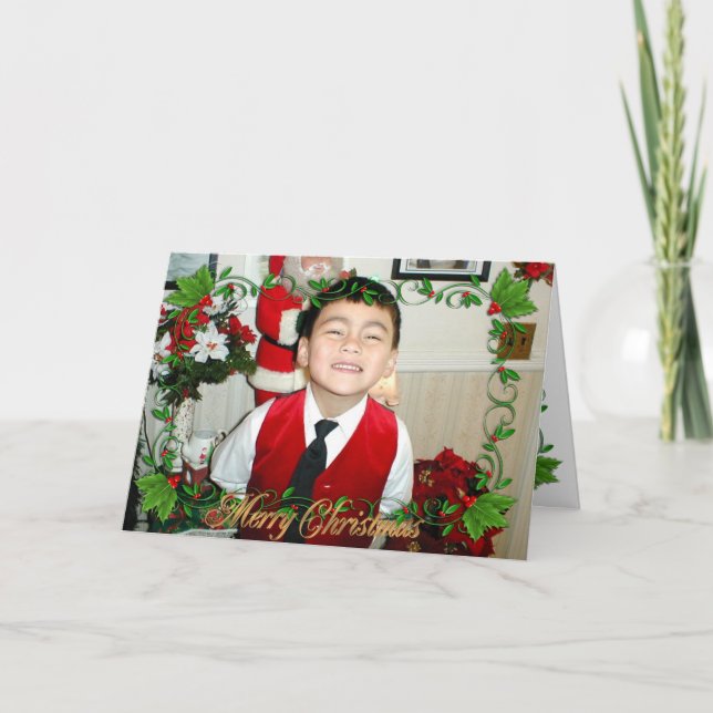 Carte photo de Noël Holly Frame (Devant)