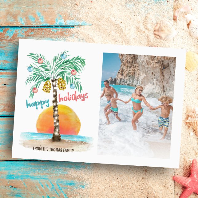 Carte photo de Noël Island Holiday Palm Tree (Créateur téléchargé)