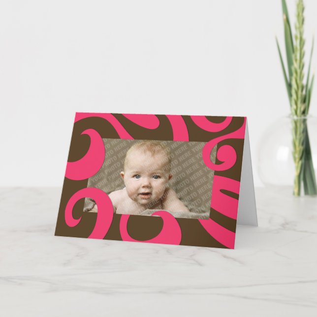 Carte photo de Noël moderne - Brown et rose (Devant)