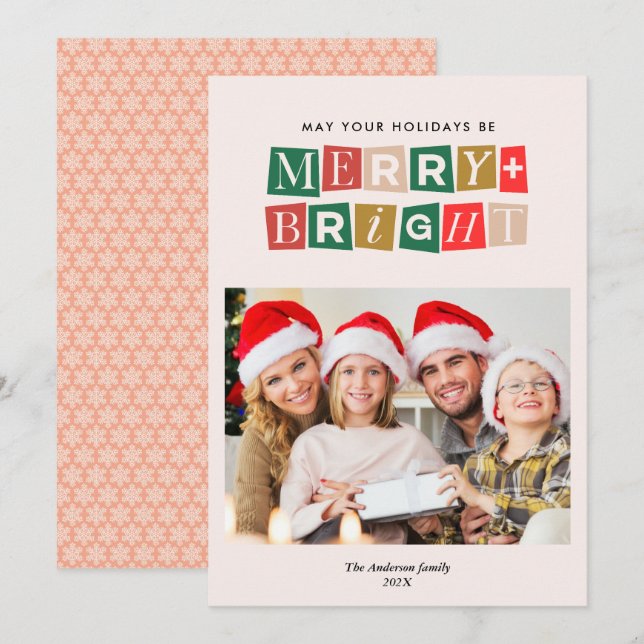 Carte Photo de Noël moderne et tendance (Devant / Derrière)