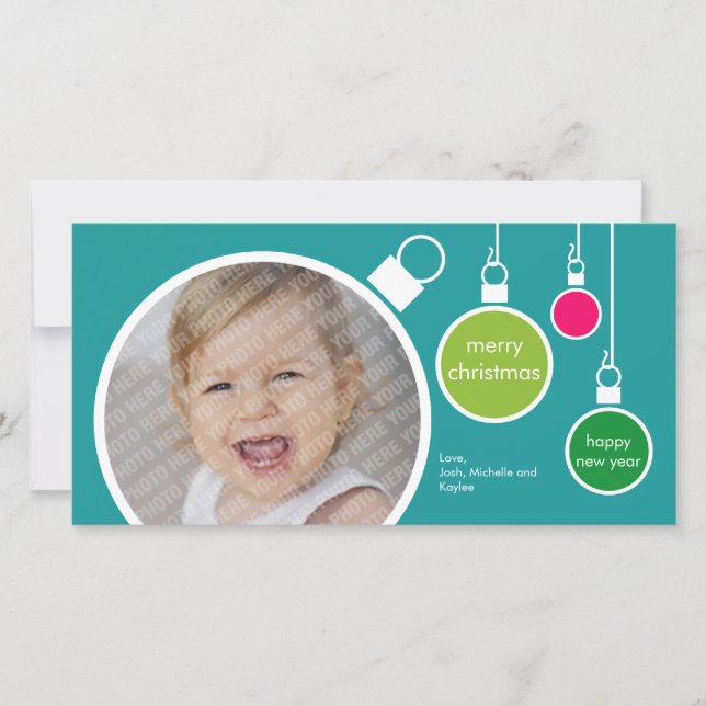 Carte photo de Noël moderne - Turquoise (Devant)