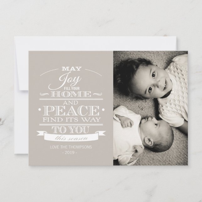 Carte photo de Noël Neutre Typographie Blanche (Devant)