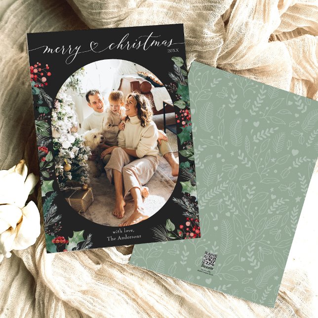 Carte photo de Noël noir blanc Joyeux (Créateur téléchargé)